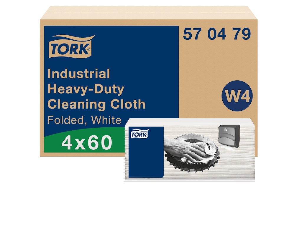Aftørringsklud Tork W4 570479 Kraftig hvid 4x60 ark
