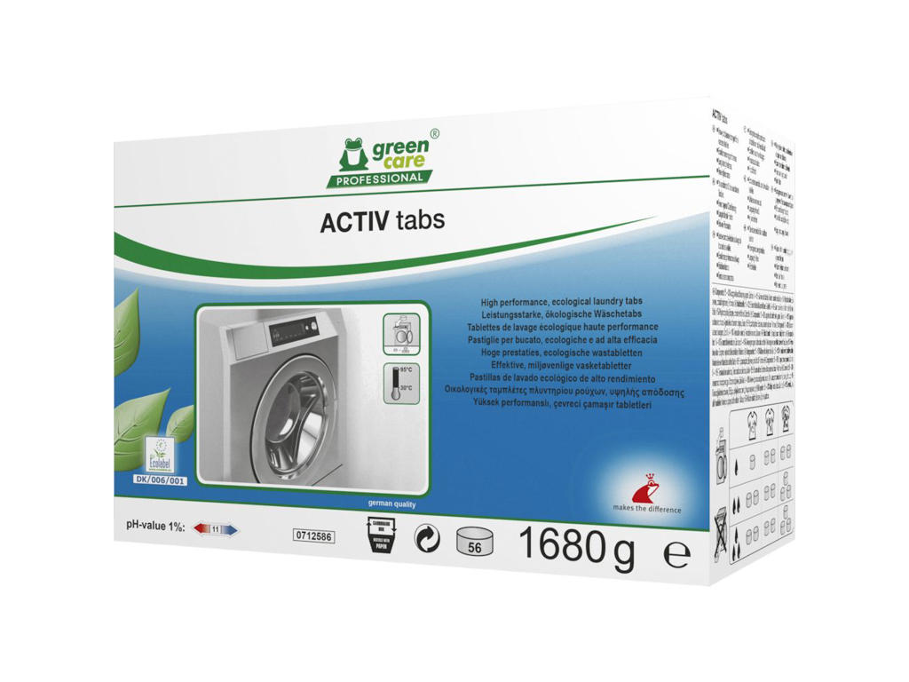 Tøjvasketabs Green Care u/farve m/parfume 56 stk.