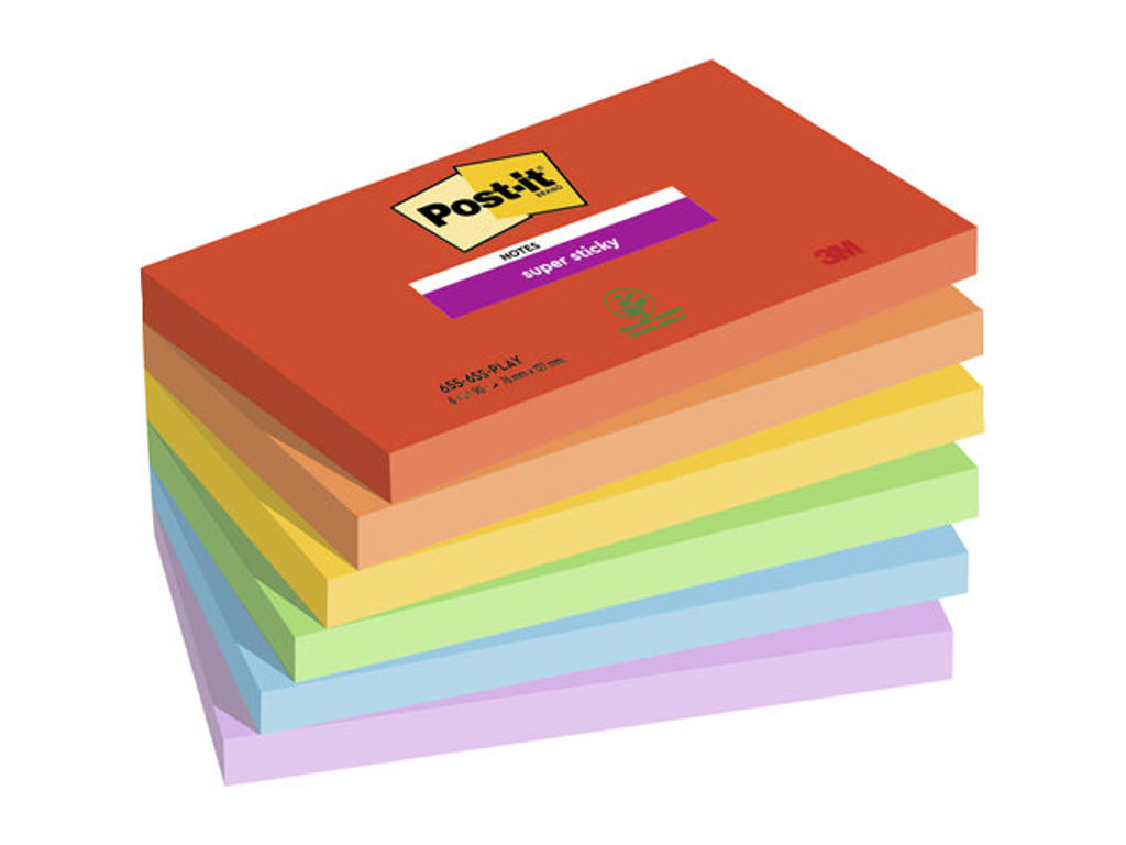 Post-it Super Sticky 76x127mm Playful ass 6 stk (655)