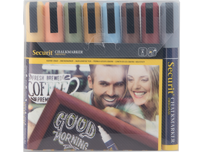 Chalkmarker Securit ass. jordfarver 2-6mm 8 stk