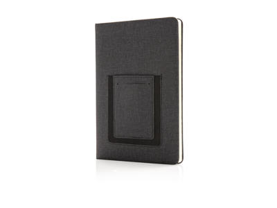 Luksus A5 notesbog med telefonlomme, sort