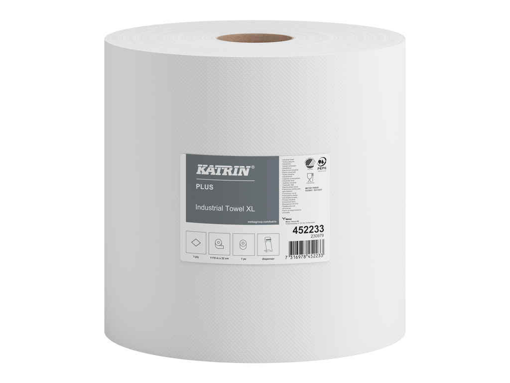 Aftørringsrulle Katrin Plus XL 452233 1-lag 