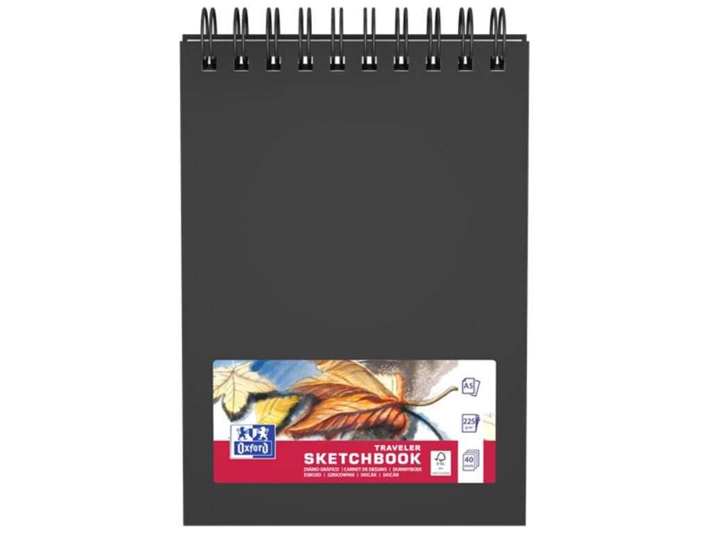 Rejseskitseblok A5 225gr Oxford 40 ark