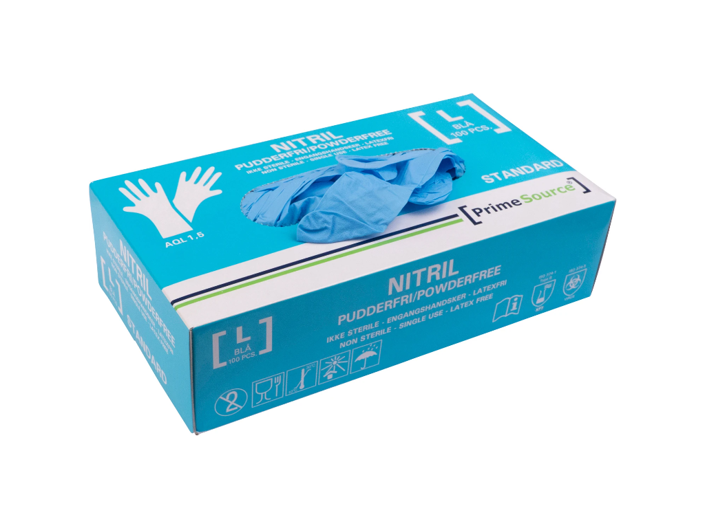 Nitrilhandske pudderfri Standard L blå 100 stk