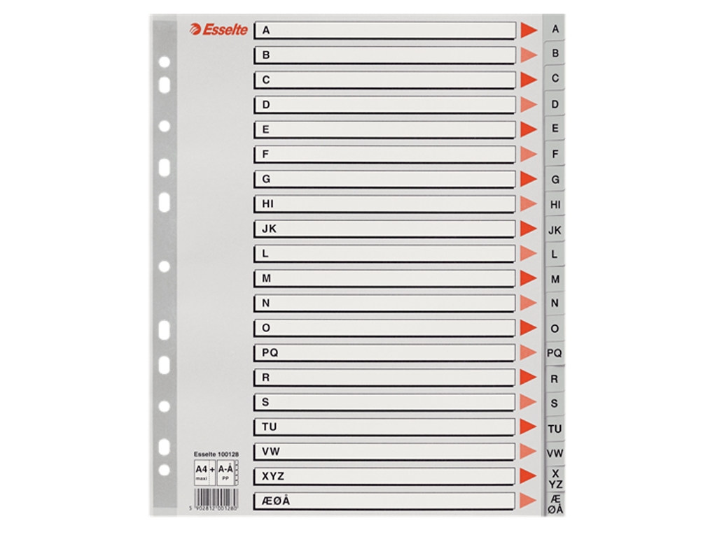 Alfabet A4+ Esselte a-å maxi grå