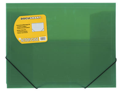 Elastikmappe A4 plast grøn m/3 klapper