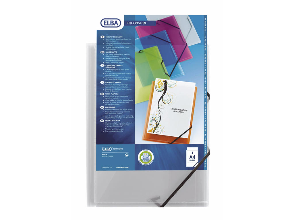 Elastikmappe A4+ plast klar Elba