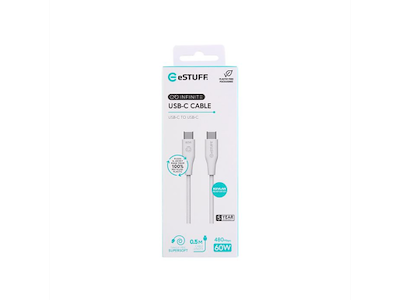 Kabel USB-C to USB-C  eSTUFF 0,5 meter hvid
