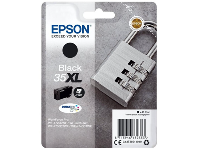 Epson blækpatron T35XL sort, 2600 sider