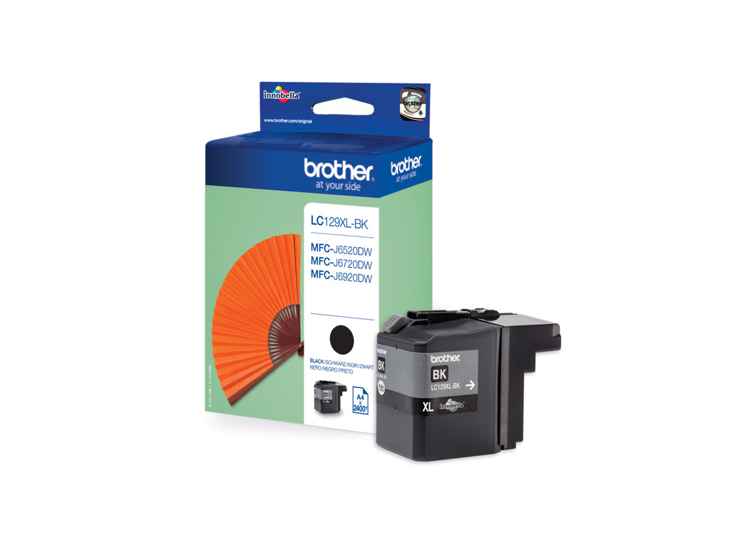 Brother blæk LC129XLBK sort, 2400 sider