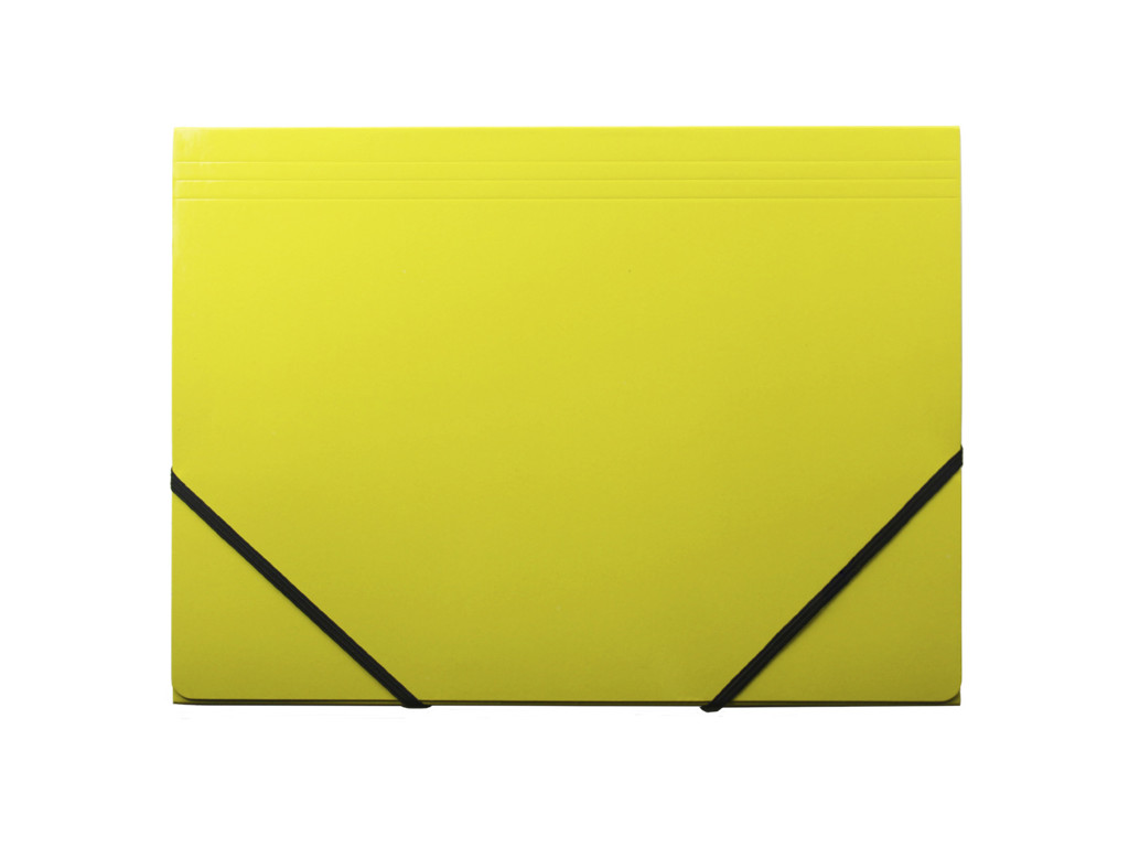 Elastikmappe A4 karton gul m/3 klapper