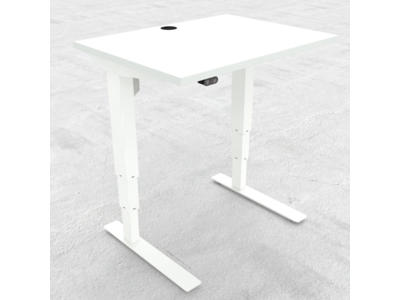 Hæve-/ sænkebord 80x60 cm hvid med hvidt stel