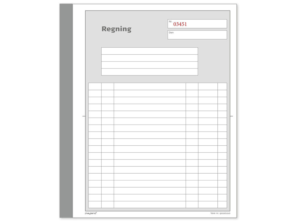 Regningsblok 92 2202 10 148x210mm 2x50 blade