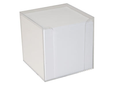 Kubusdispenser med 700 ark hvidt papir 9x9x9 cm