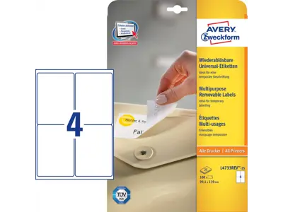 Etiket 99,1x139mm Avery L4733REV 4 stk/ark 30 ark