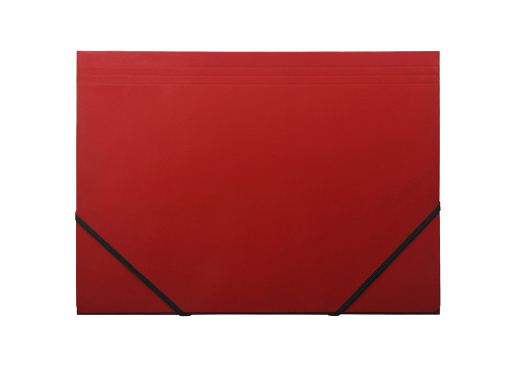Elastikmappe A4 karton rød m/3 klapper
