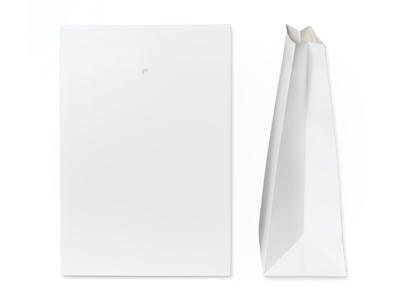 Gavepose 16x12x20+4cm m/hul, hvid kraftpapir 100 stk