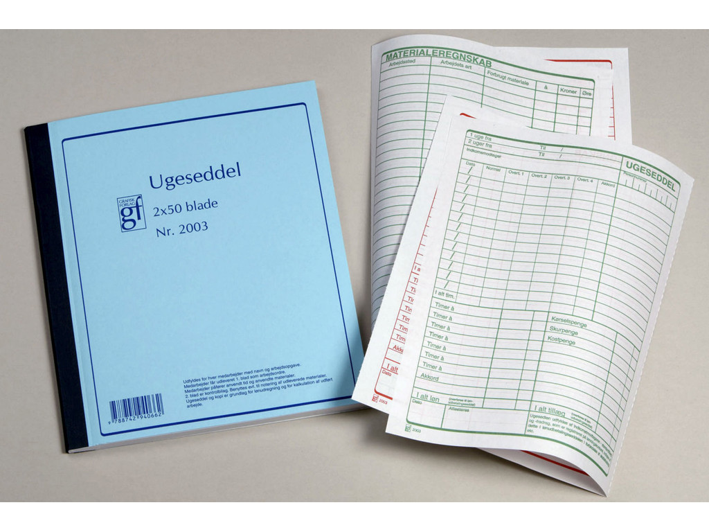 Ugeseddel GF2003 148x203mm 2x50 blade 