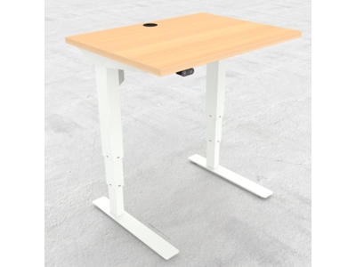 Hæve-/ sænkebord 80x60 cm bøg med hvidt stel
