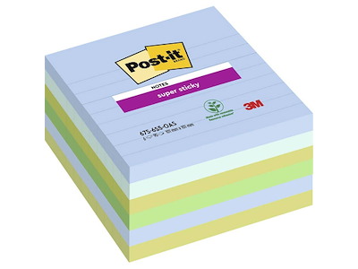 Post-it Super Sticky 101x101mm Oasis lin ass 6 stk
