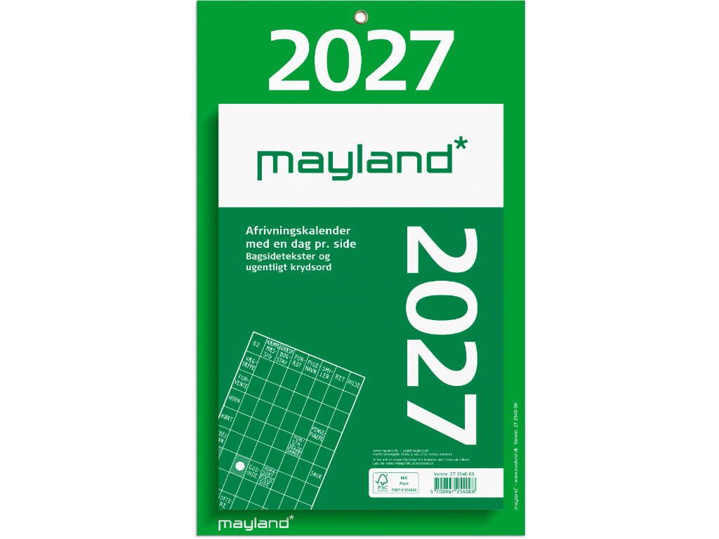 Kæmpeafrivningskalender m/bagsidetekst 2027