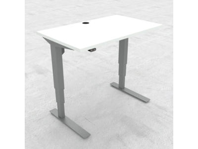 Hæve-/ sænkebord 100x60 cm hvid med sølv stel