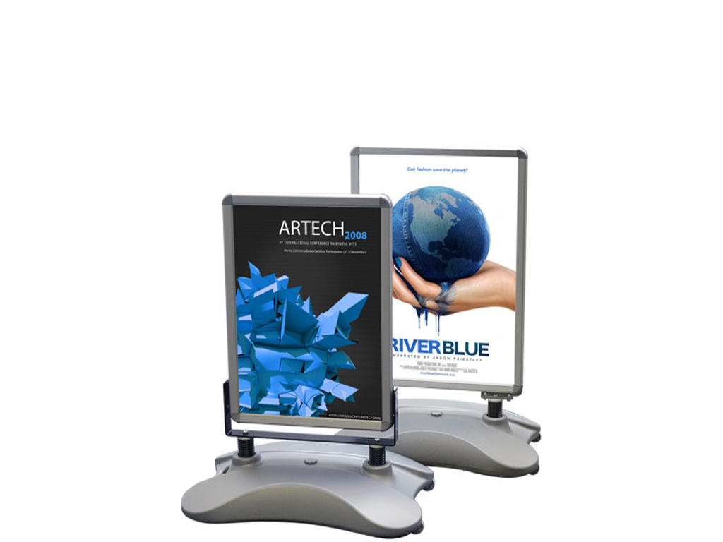 Gadeskilt A1 32 mm alu ramme grå fod Wind-Sign Waterbase Basic