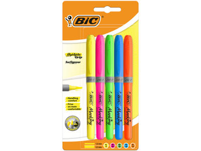 Overstregningstusch | Bic brite liner grip | 5 stk. ass