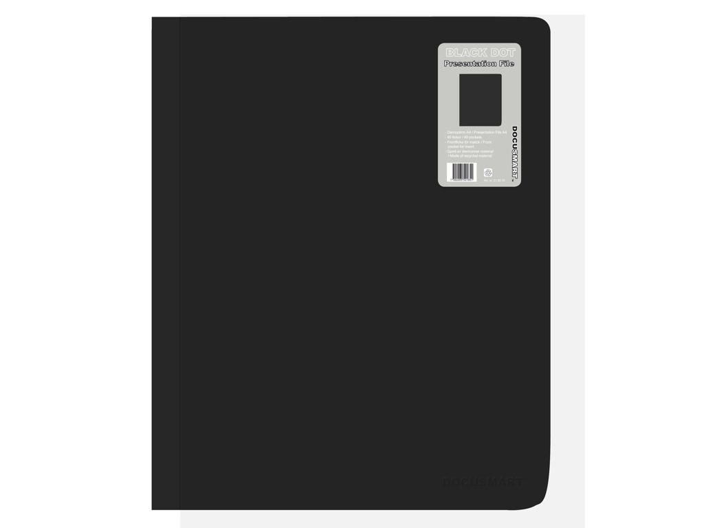 Demomappe A4 med 40 lommer sort PP