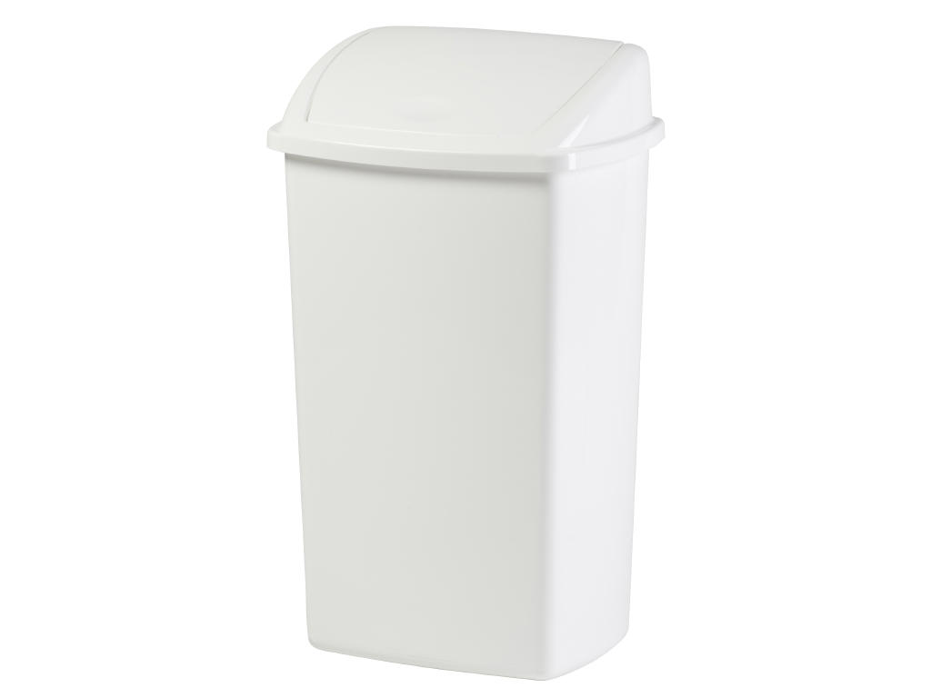 Affaldsspand 50 liter hvid plast m/svinglåg