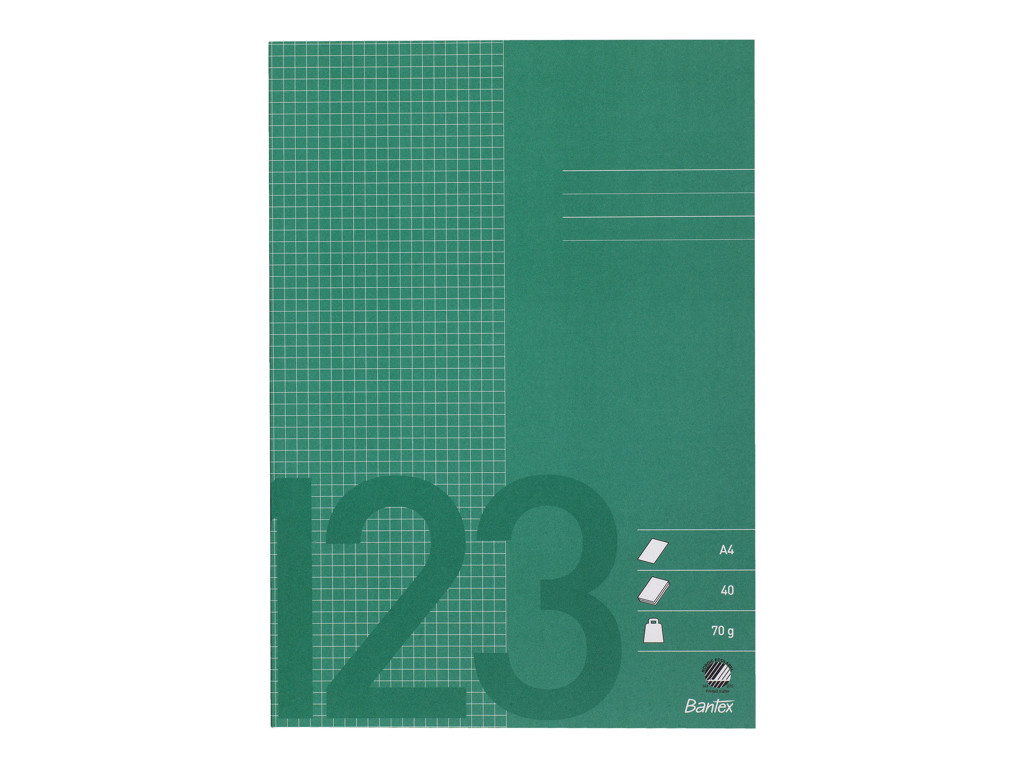Skolehæfte A4 5x5mm kvad græsgrøn
