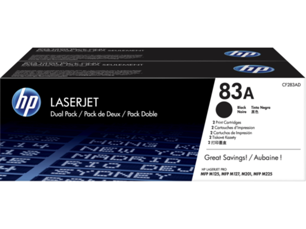 HP 83A toner CF283AD 2x sort, 3000 sider