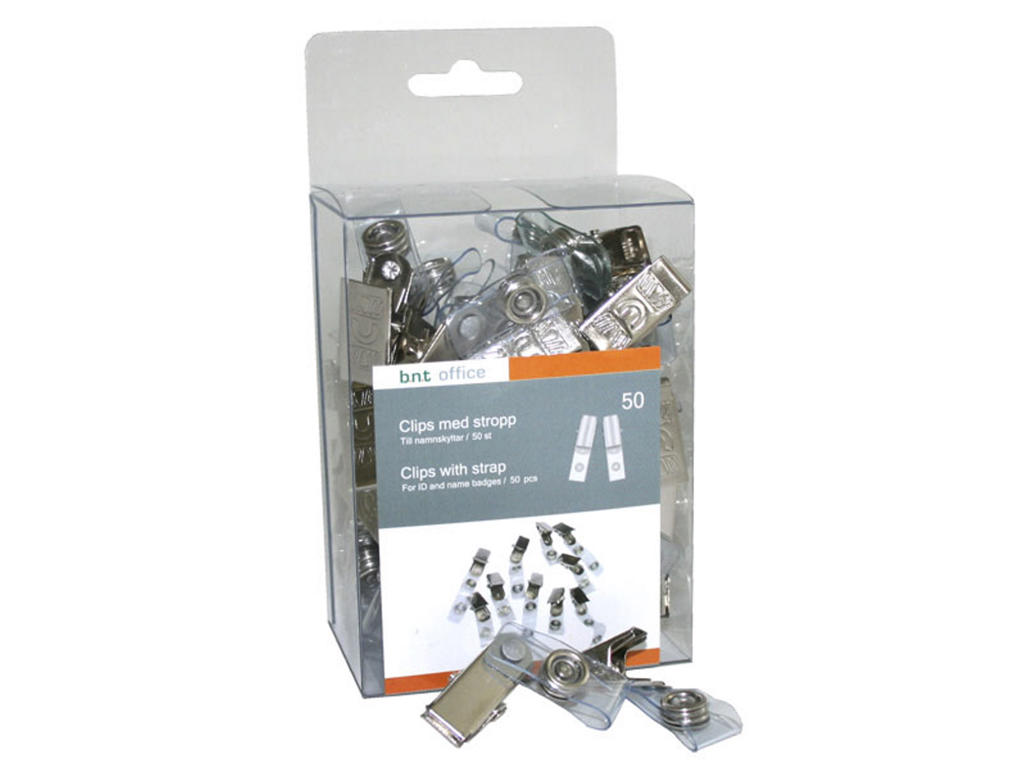 Clips til navneskilte m/strop