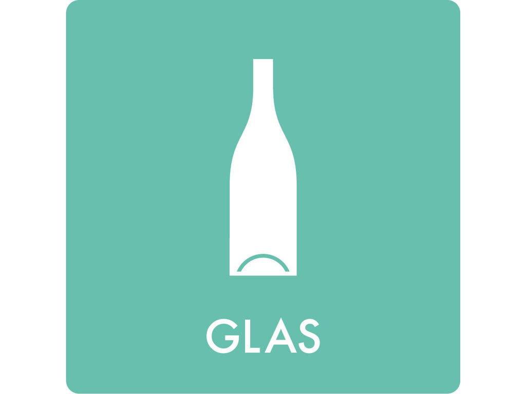 Affaldspiktogram Glas | 12x12cm | Selvklæbende Folie | Mintgrøn