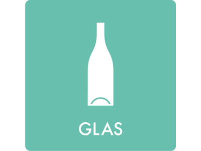 Affaldspiktogram GLAS | 12x12cm | Selvklæbende folie | Mintgrøn