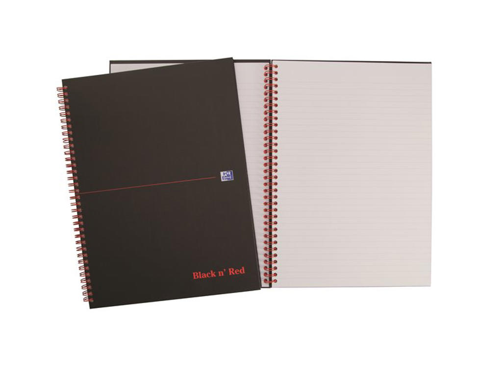 Notesbog Oxford black n´red A4 90gr lin hårdt omslag
