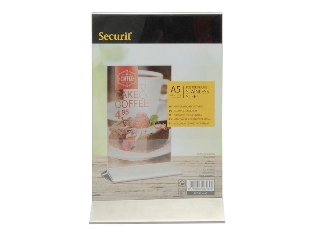 Borddisplay Securit A5 akryl m/stålfod