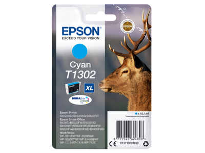 Epson blæk T1302 XL cyan, 750 sider