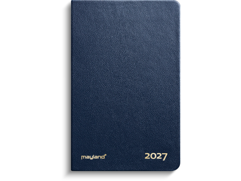Lommekalender uge blå kunstskind indbundet 2027
