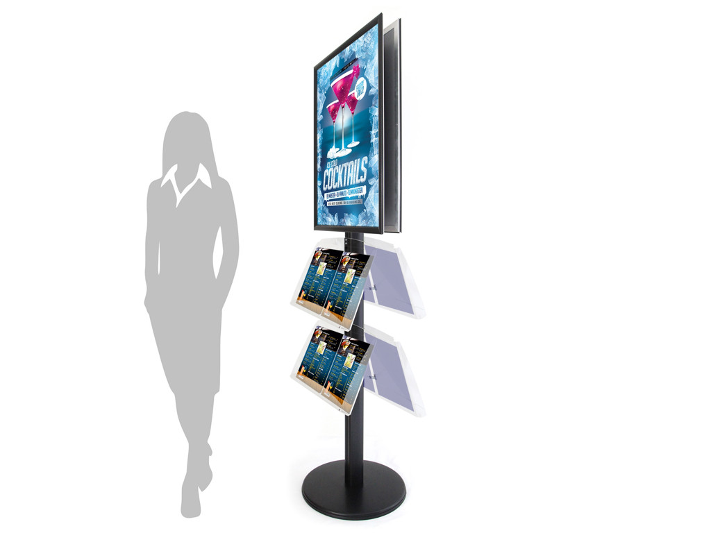 Brochurestativ Twinco 70x100cm B1 - 8xA4 gulv sort