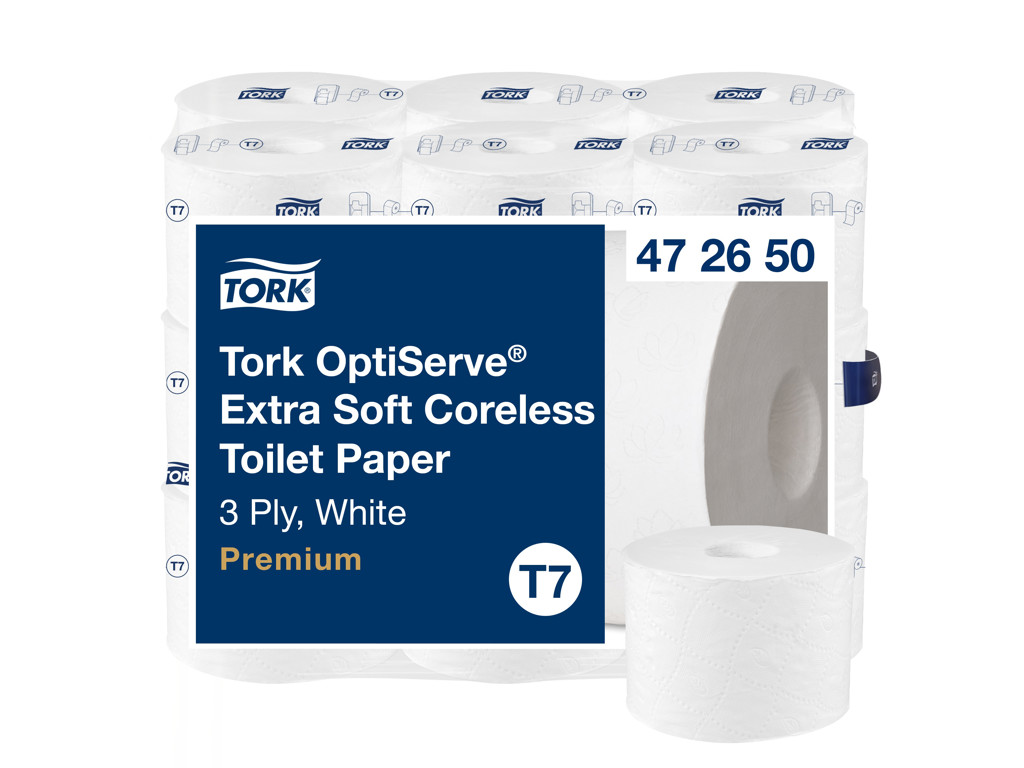 Toiletpapir Tork T7 472650 Mid-Size OptiServe Extra Soft 3-lags 18 rl