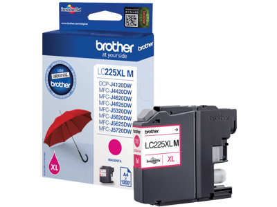 Brother blæk LC225XLM magenta, 1200 sider