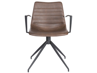 Konferencestol med armlæn | Ventus Down | Mørk brun PU | Sort stel