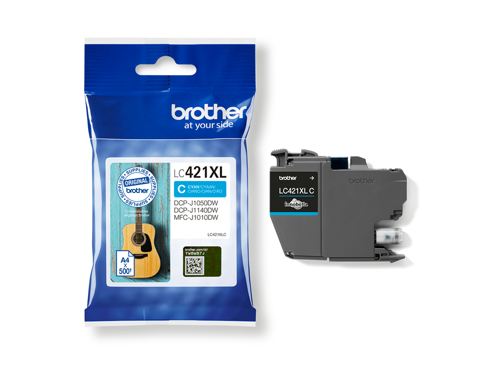 Brother blæk LC421XLC cyan, 500 sider