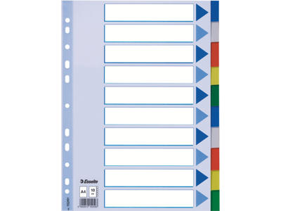 Faneblade A4 Esselte 10 delt farvet plast