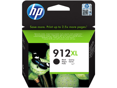 HP 912XL blæk sort, 825 sider