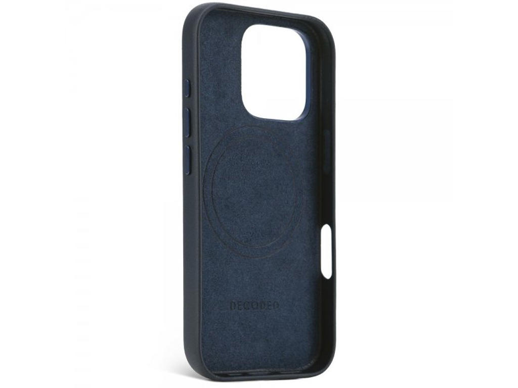 Cover til iPhone 16 Pro Decoded læder navy