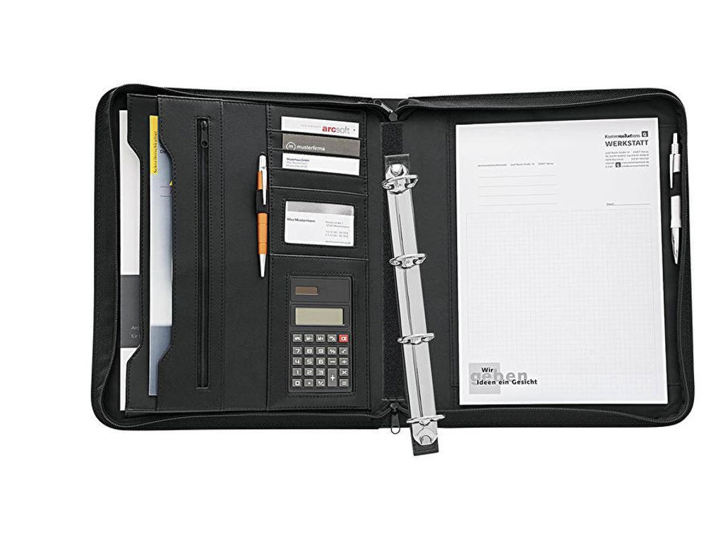 Konferencemappe A4 Wedo m/4-ringe læderlook