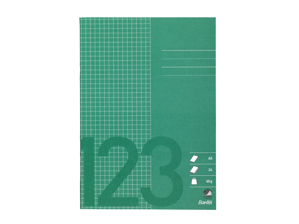 Skolehæfte A5 5x5mm kvad græsgrøn