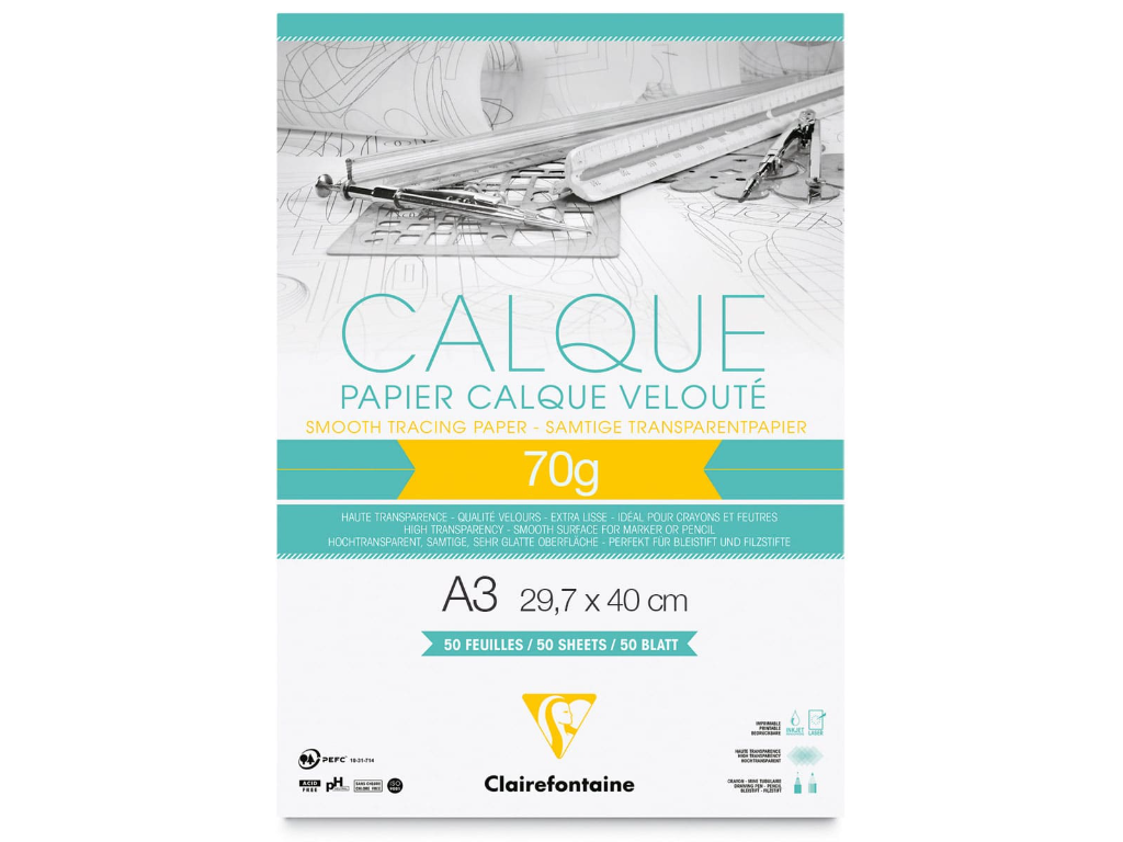 Kalkerpapir A3, 50 ark, 70 g.